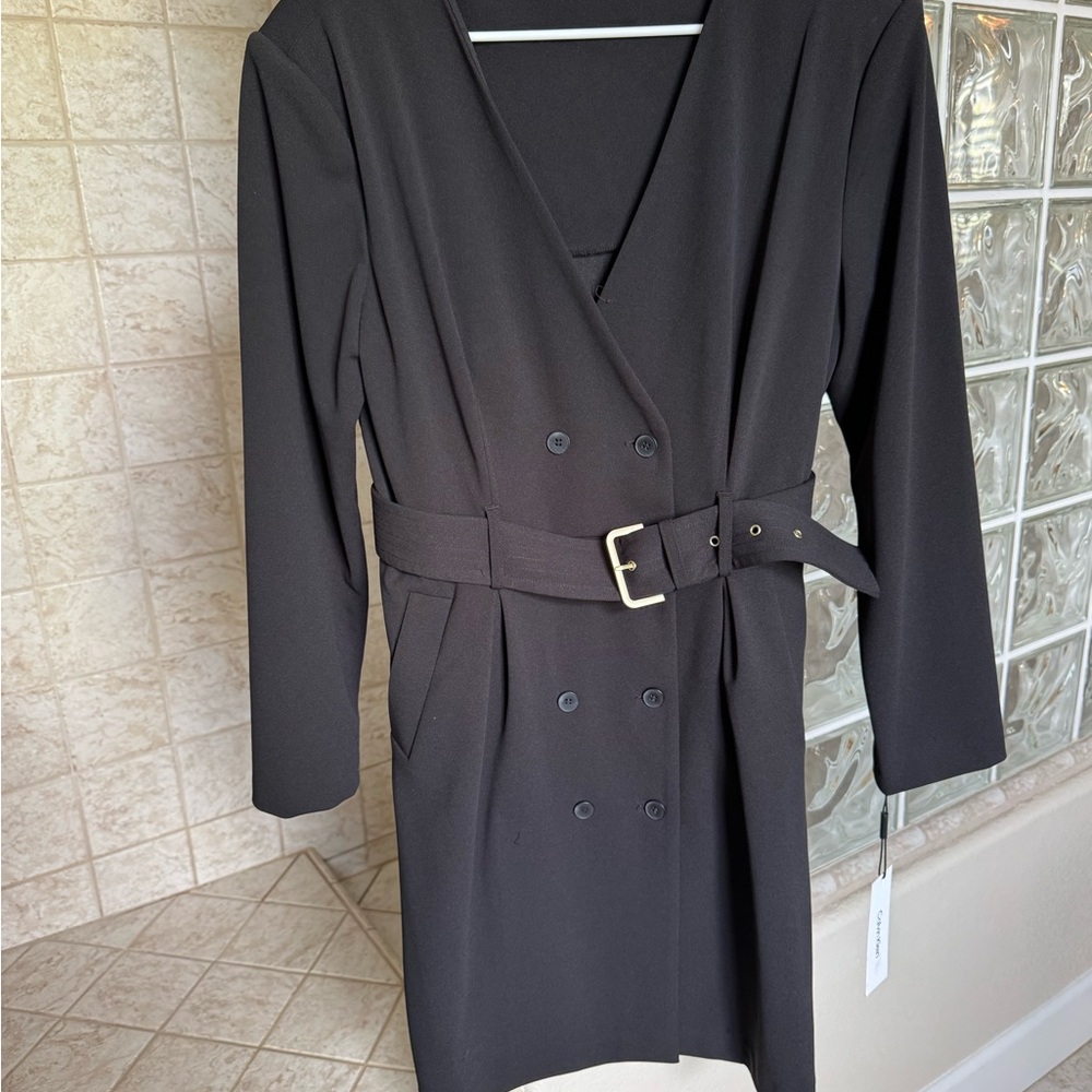 Calvin Klein 14 Black Double-Breasted Dress